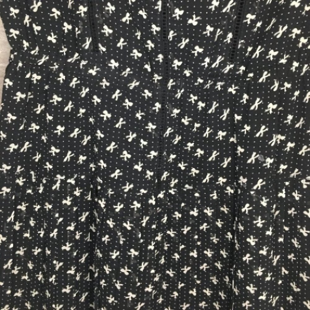 Anthro Willow & Clay Bow Print Pleated Dress - Picture 3 of 10